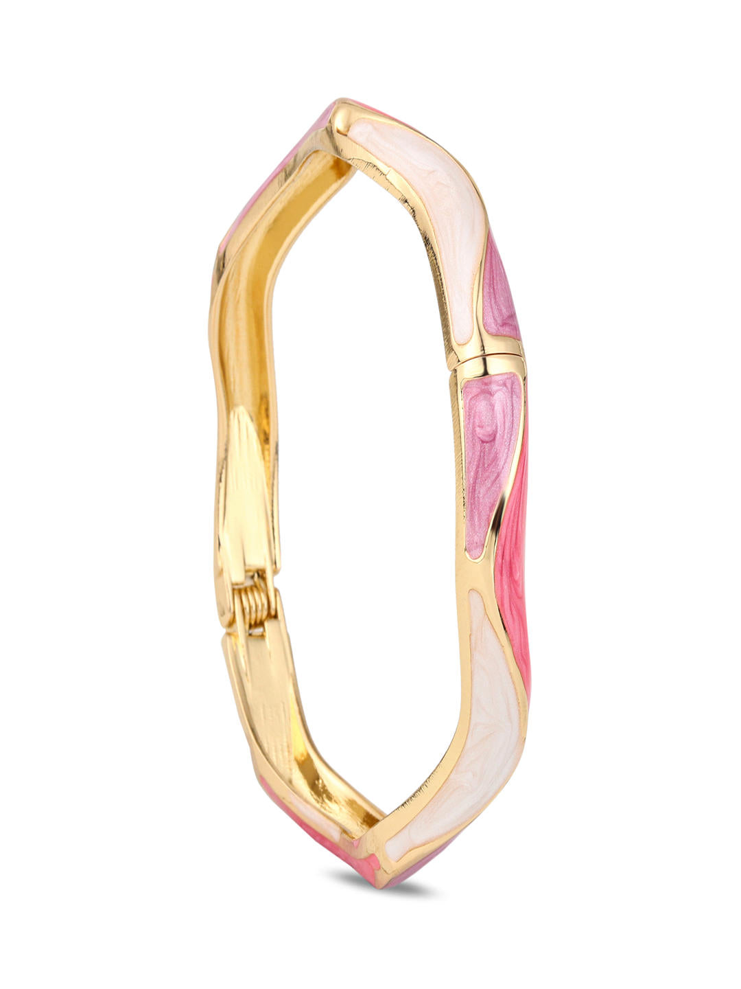 Enamel Ripple Wave Bangle – Pink