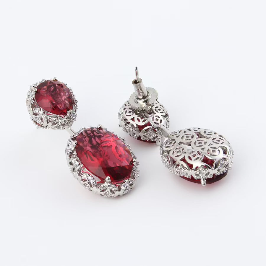 Ruby Red Rhinestone Earrings
