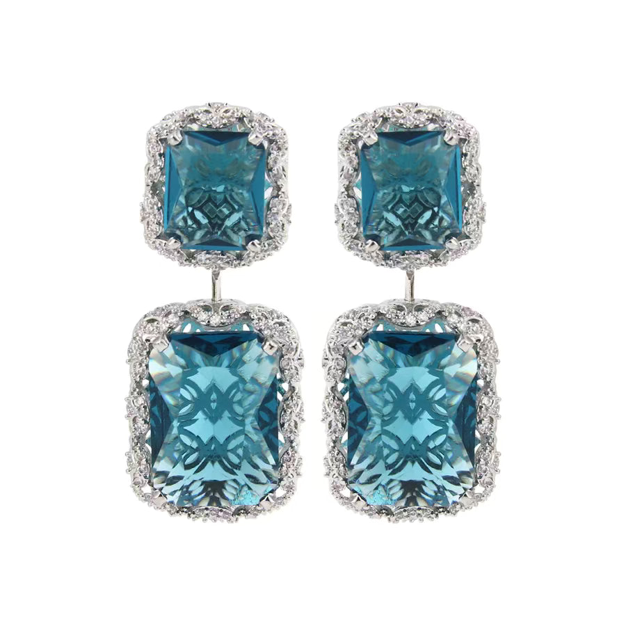 Sparky Blue Rhinestone Halo Earrings
