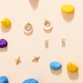 Kids' Mini Moon & Star 925 Silver Stud Pack (3 Pairs)