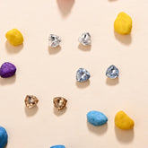 Kids' 925 Silver Multi-Color Trillion Cut CZ Stud Set (3 Pairs)