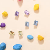 Kids' 925 Silver Multi-Color Baguette Cut Stud Set(3-Pair)