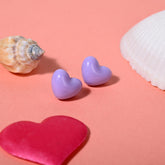 Kids' 925 Silver Purple Enamel Heart Studs (Pair)