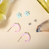 Ocean Play Earring Set (925 Silver, 3-Pair)