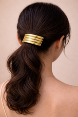 Golden Ribbed Luxe Hair Tie