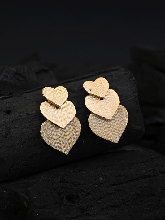 Golden Linked Heart Drop Earrings