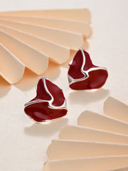 Classic Red Heart Stud Earrings