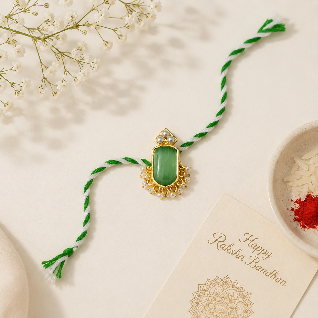 Emerald Green Elegance Rakhi