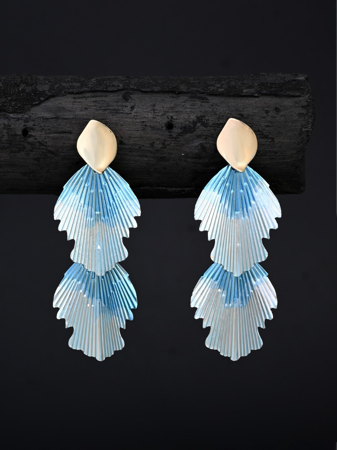 Sky Blue Petal Wave Drop Earrings