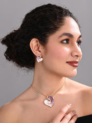 Blush Pearl Heart Necklace Set