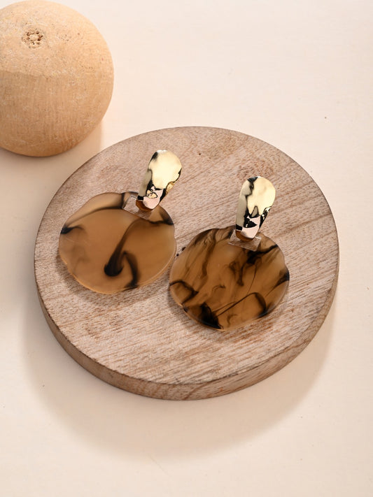 Marbled Amber Statement Earrings