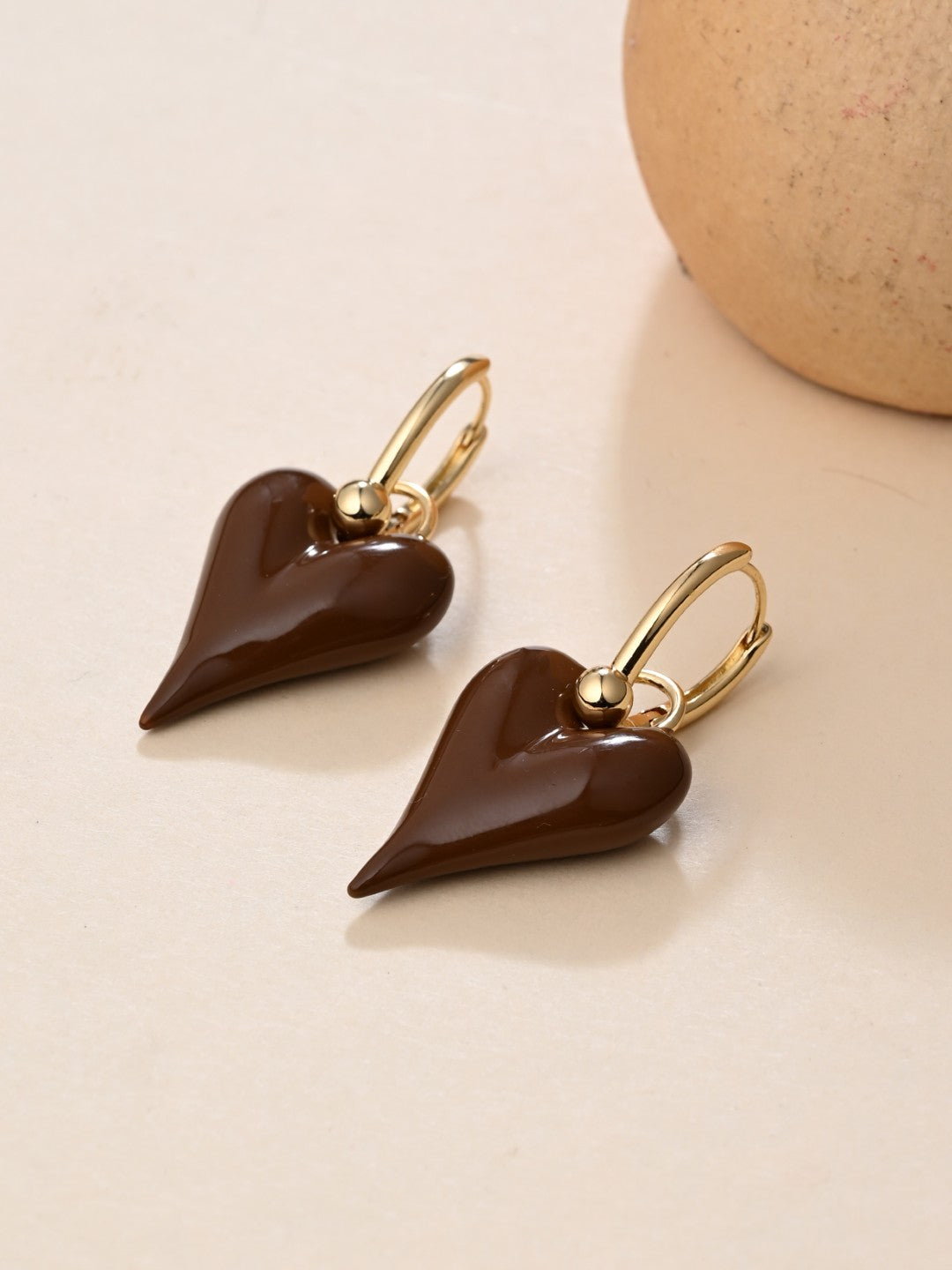 Mocha Love Heart Earrings