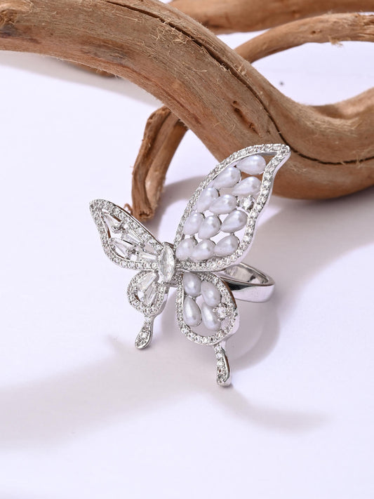 Celestial Butterfly Statement Ring – Silver