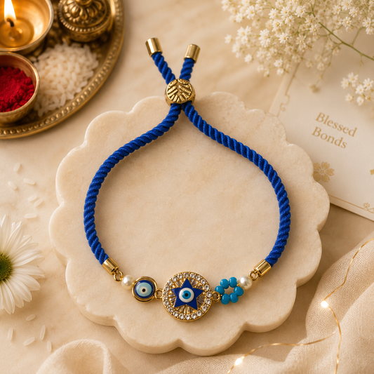 Oxidised Bhaiya Bhabhi Rakhi Set – Divine Krishna Lumba & Pearl Designer Rakhi Combo (Copy)