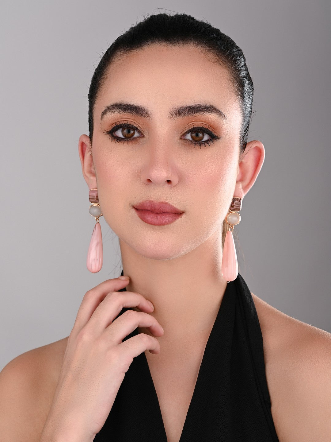 Blush Pink Gemstone Cascade Drop Earrings