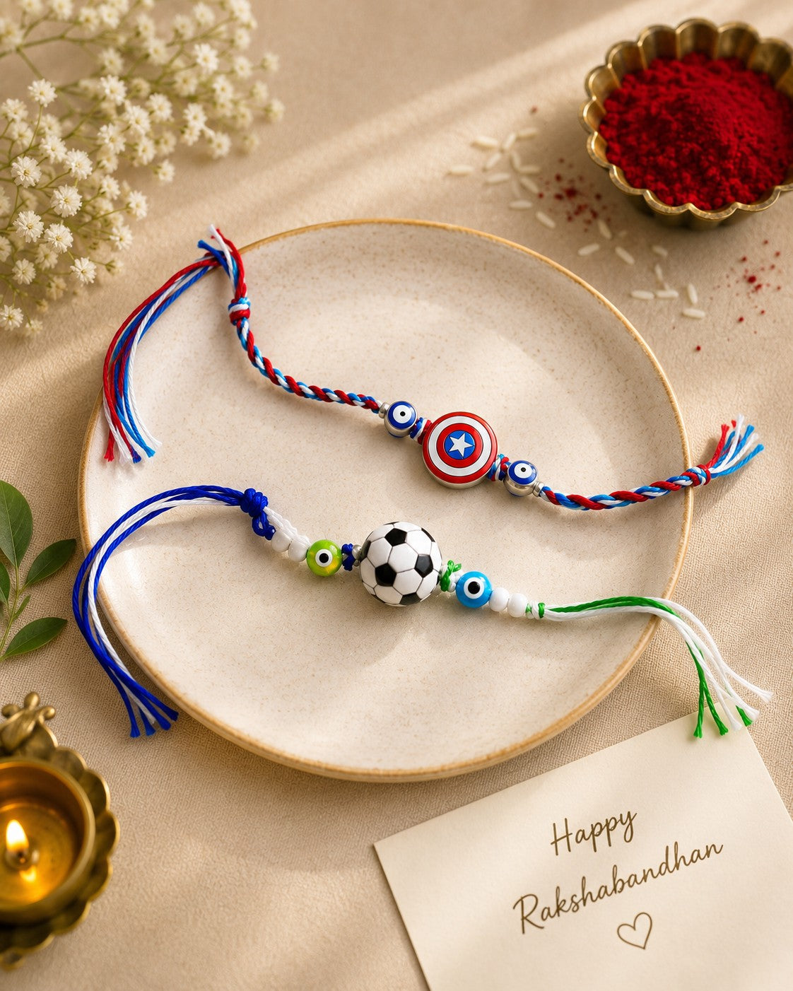 Superhero & Soccer Rakhi Set for Kids | Fun Rakshabandhan Duo