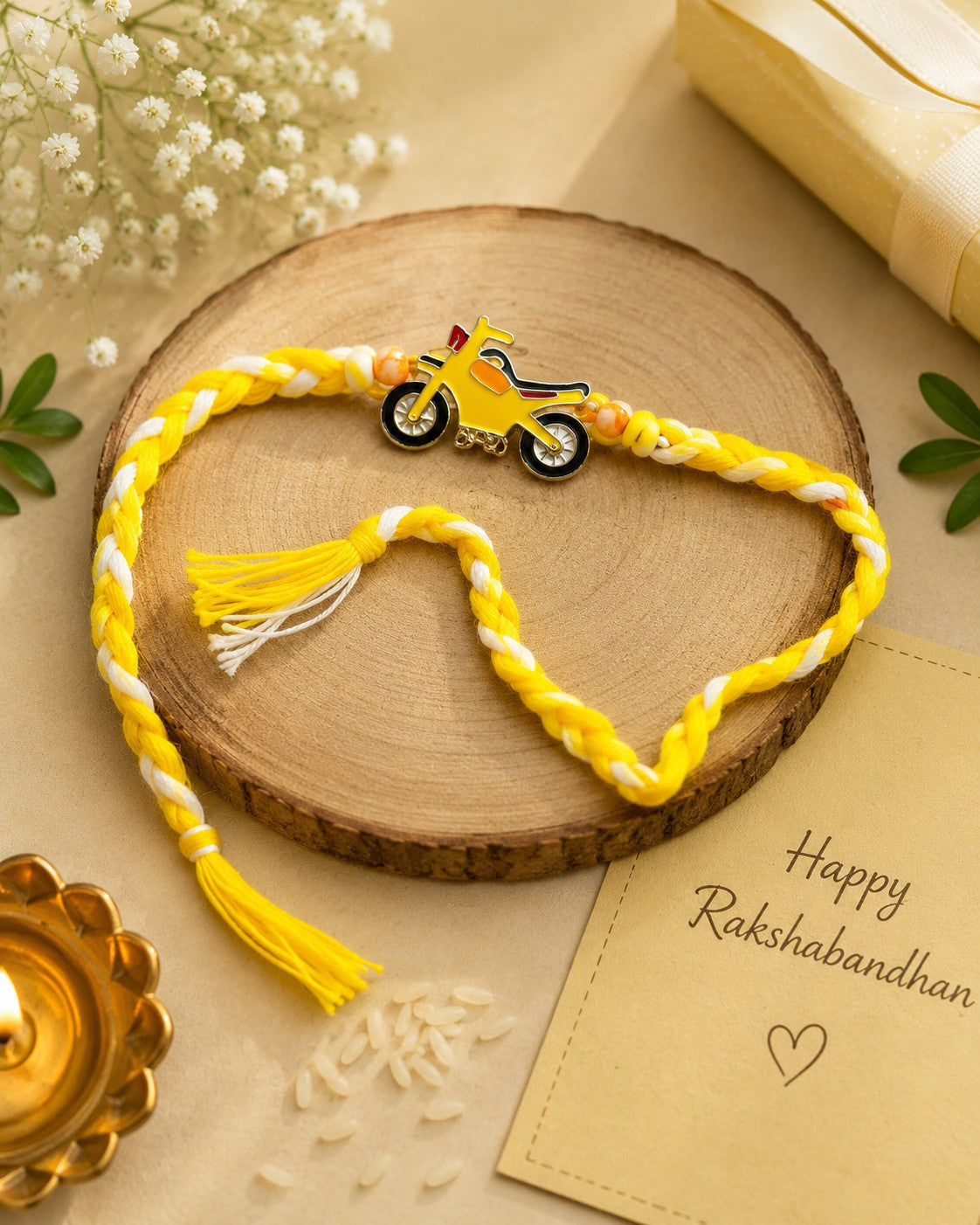Kids Adventure Rakhi Set of 2 – Colorful Train & Motorcycle Designer Rakhis