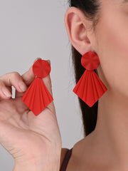 Deep Red Petal Pop Fan Earrings