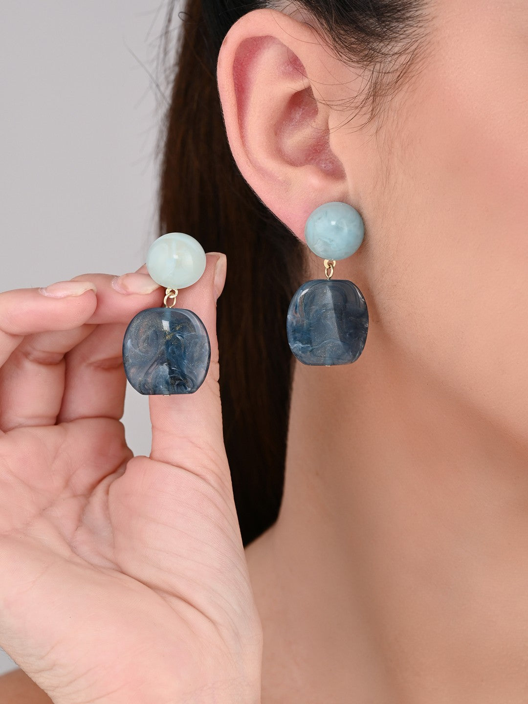 Aqua Blue Glaze Drop Earring