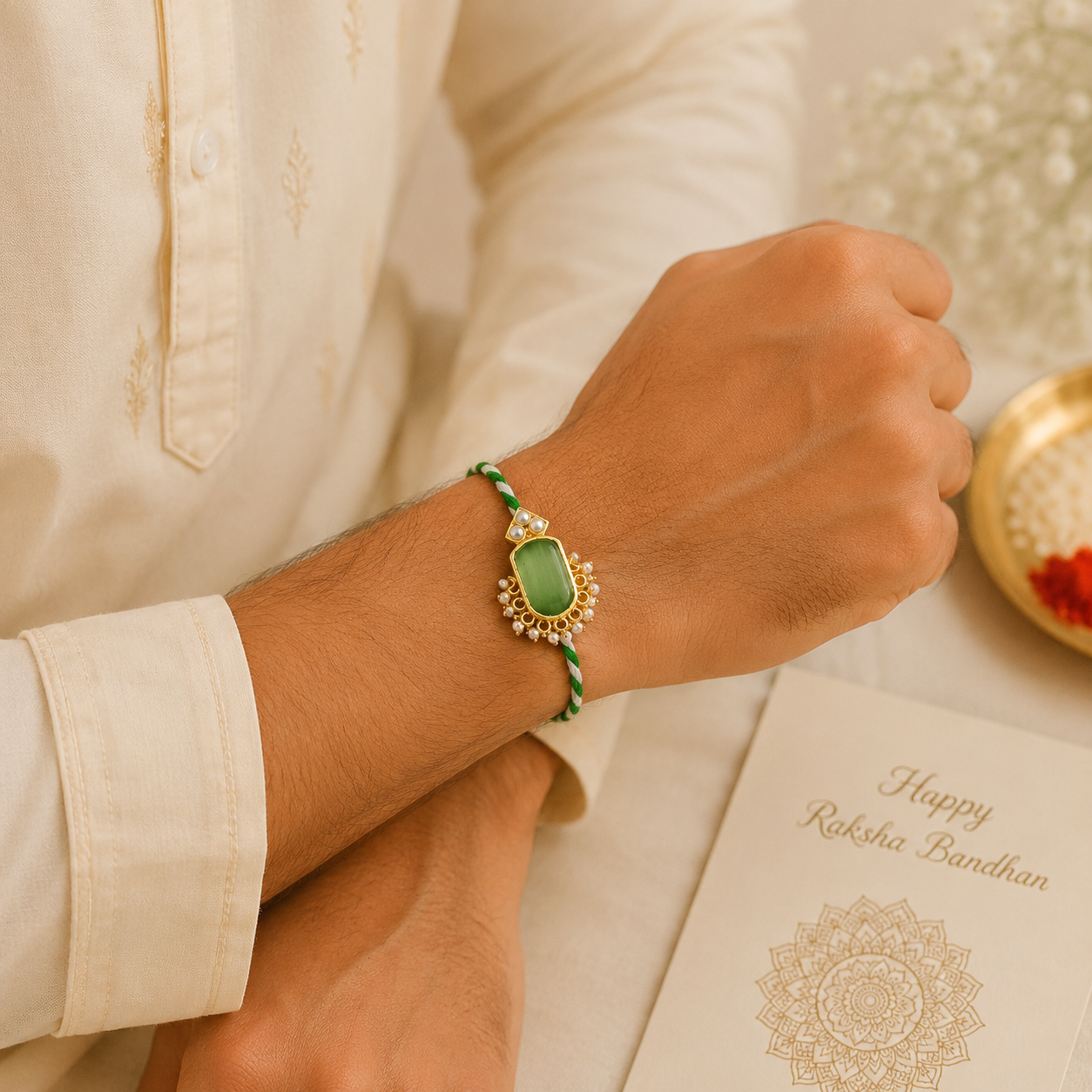 Emerald Green Elegance Rakhi