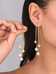 Celeste Triple Golden Pearl Drop Earrings