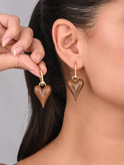 Mocha Love Heart Earrings