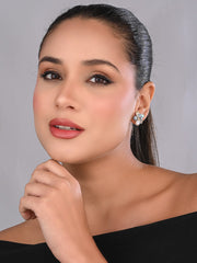 Sky Blue Crystal Pearl Flower Studs