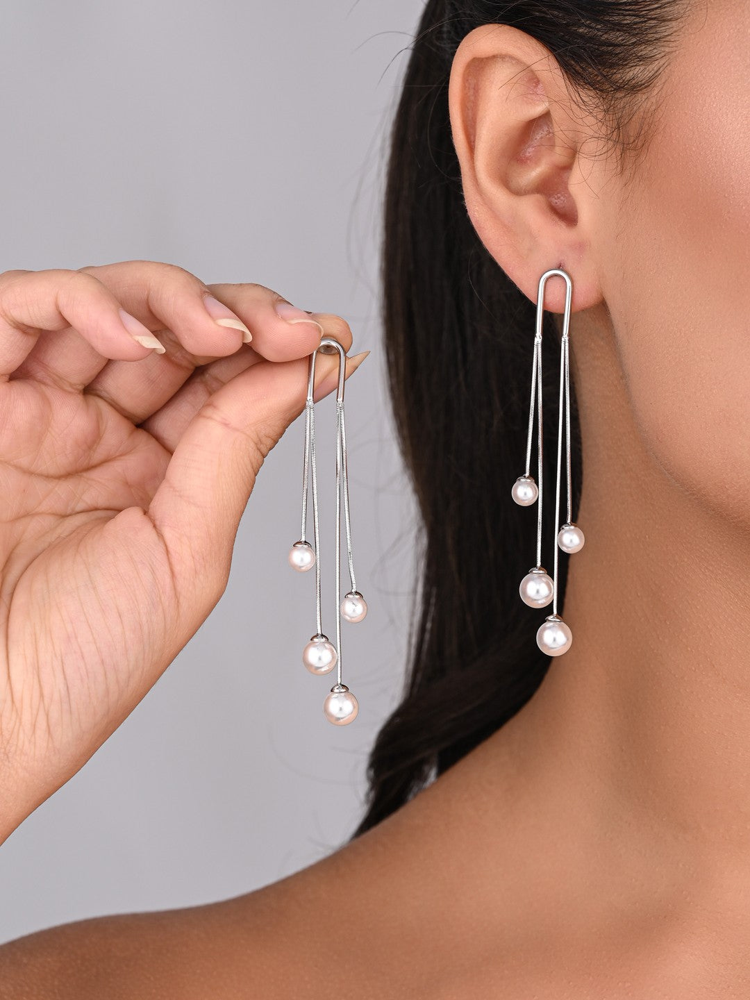 Celeste Multi Silver Pearl Drop Earrings