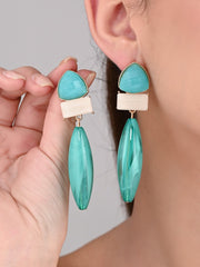 Aqua Blue Trio Gem Drop Earrings