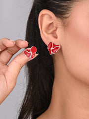 Classic Red Heart Stud Earrings