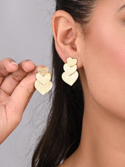 Golden Linked Heart Drop Earrings