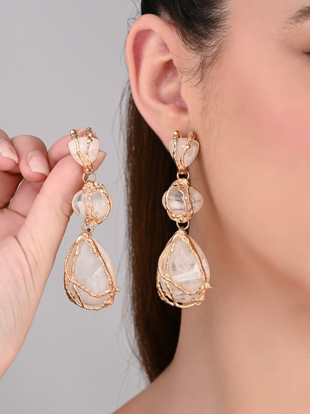 Ivory Aura Wire-Wrapped Earrings