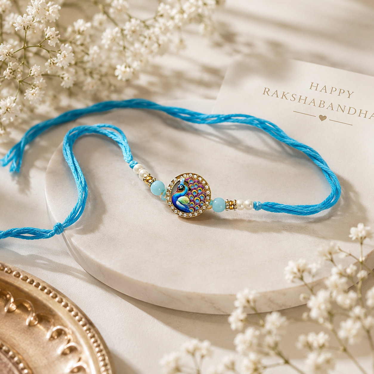 Divine Om & Peacock Rakhi Set of 2