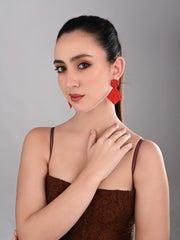 Deep Red Petal Pop Fan Earrings