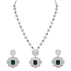 Emerald Green Charm Necklace Set