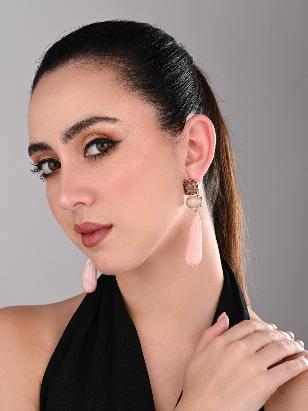Blush Pink Gemstone Cascade Drop Earrings