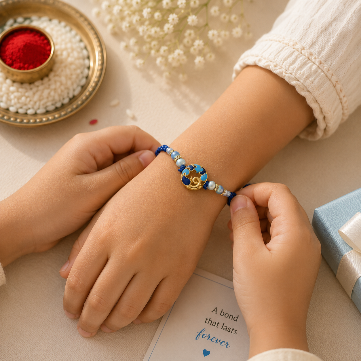Blue  & Green Designer Rakhi Set of 2