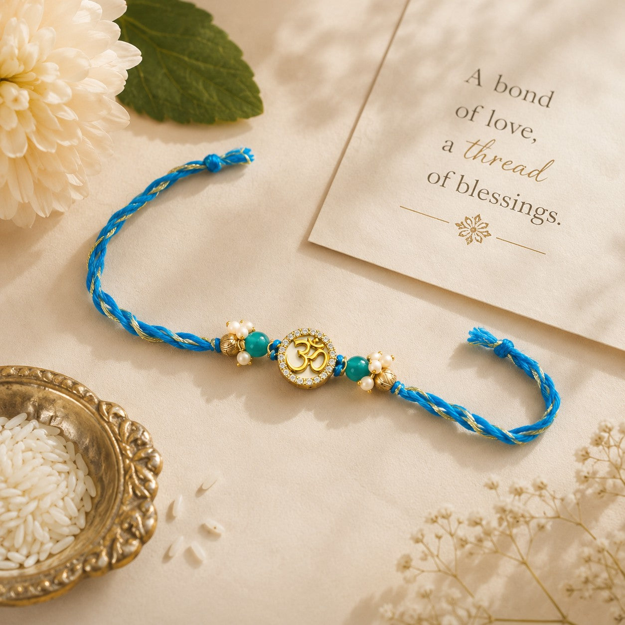 Divine Om & Peacock Rakhi Set of 2