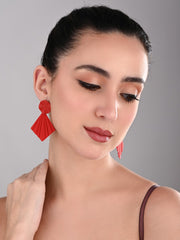 Deep Red Petal Pop Fan Earrings