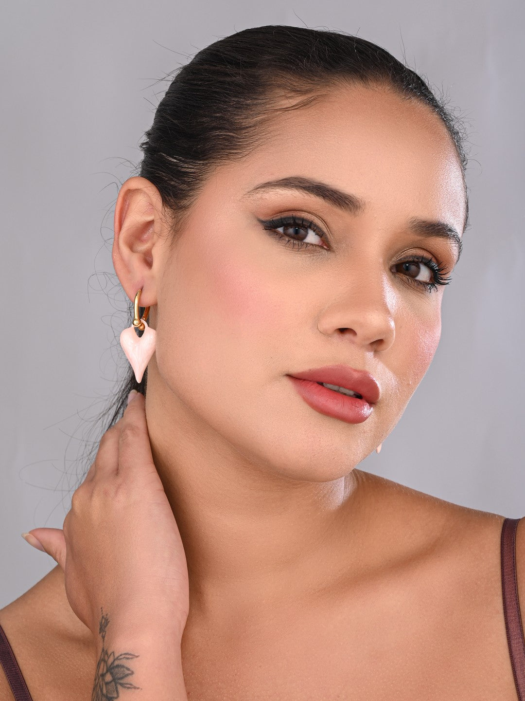 Pink Love glaze Heart Earrings