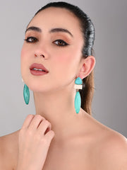 Aqua Blue Trio Gem Drop Earrings