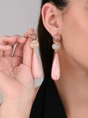 Blush Pink Gemstone Cascade Drop Earrings