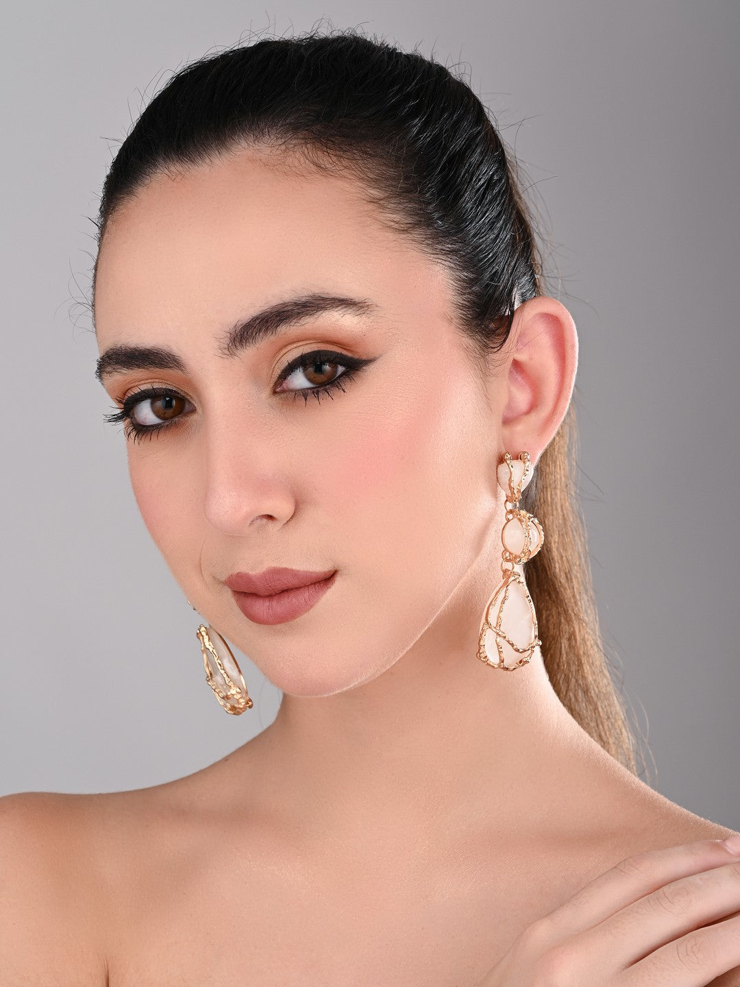 Ivory Aura Wire-Wrapped Earrings