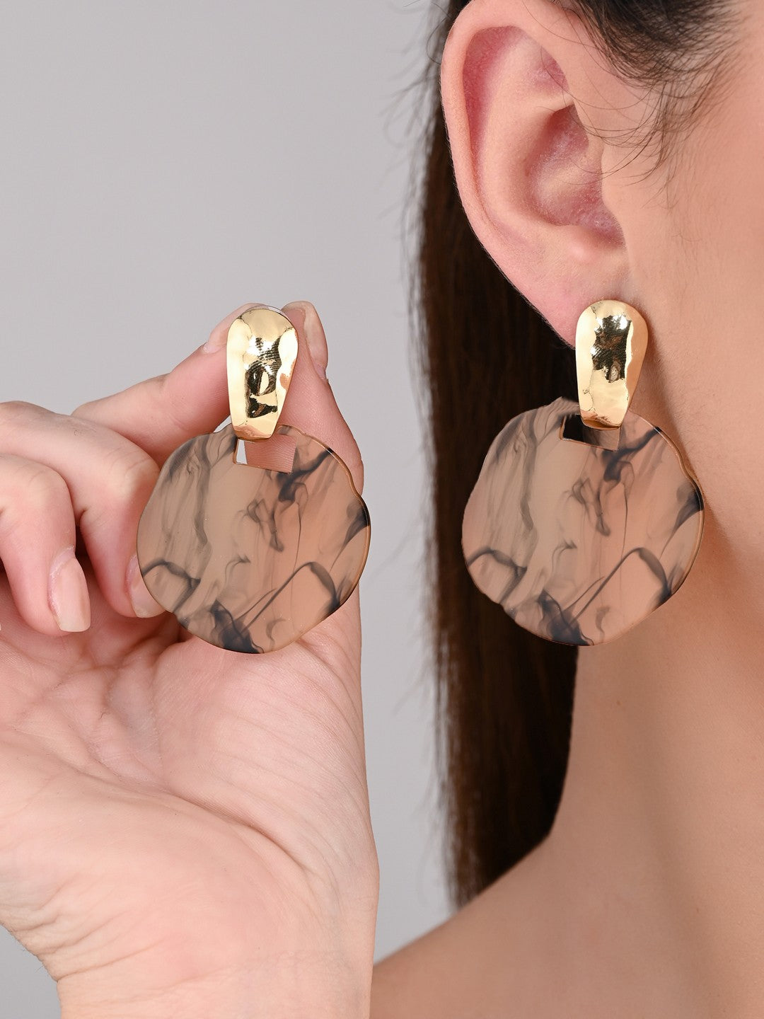 Marbled Amber Statement Earrings