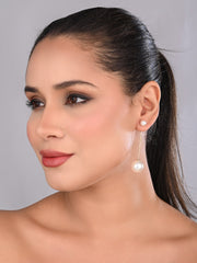 Classic 18k Gold Plated Long Pearl Drop Earrings