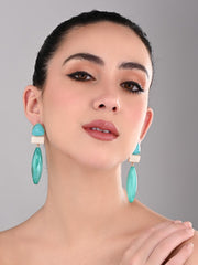 Aqua Blue Trio Gem Drop Earrings