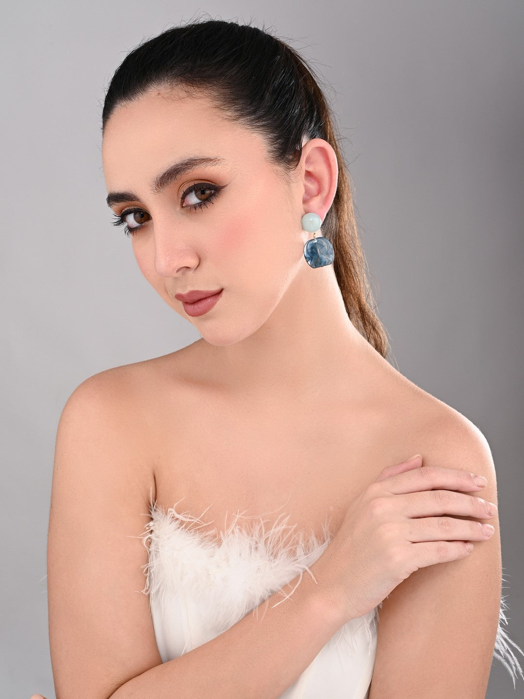 Aqua Blue Glaze Drop Earring