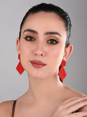 Deep Red Petal Pop Fan Earrings