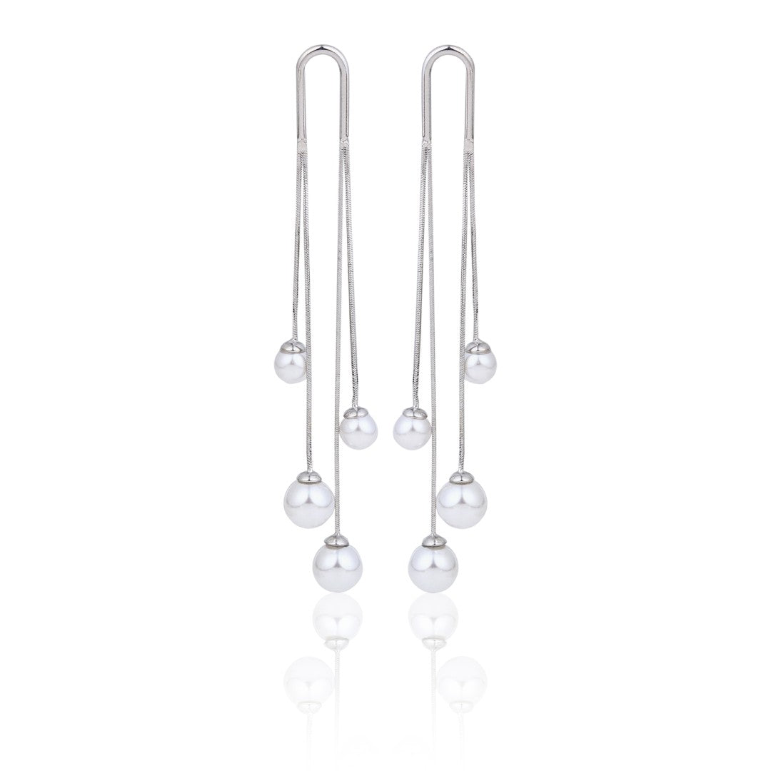 Celeste Multi Silver Pearl Drop Earrings