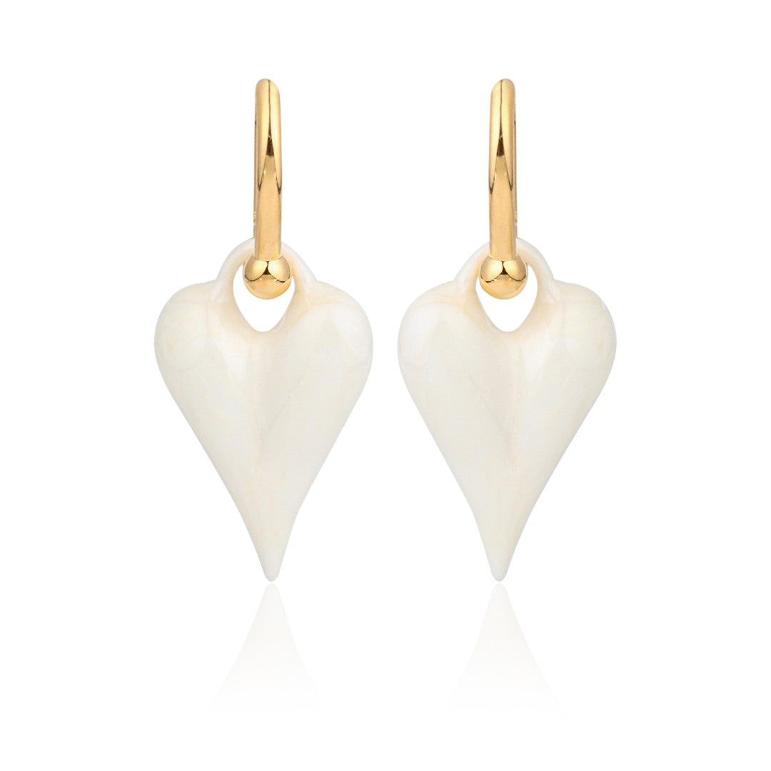 White Love glaze Heart Earrings